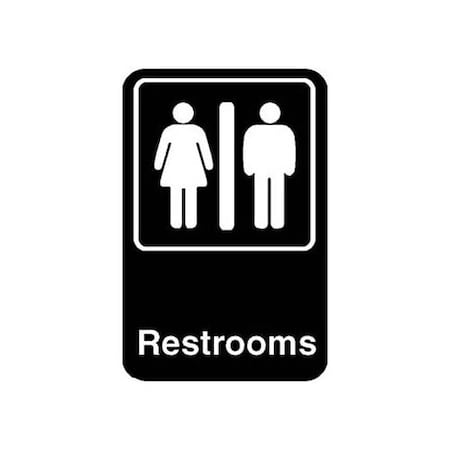 Traex Sign, Restrooms , Black, 6X9" 5617